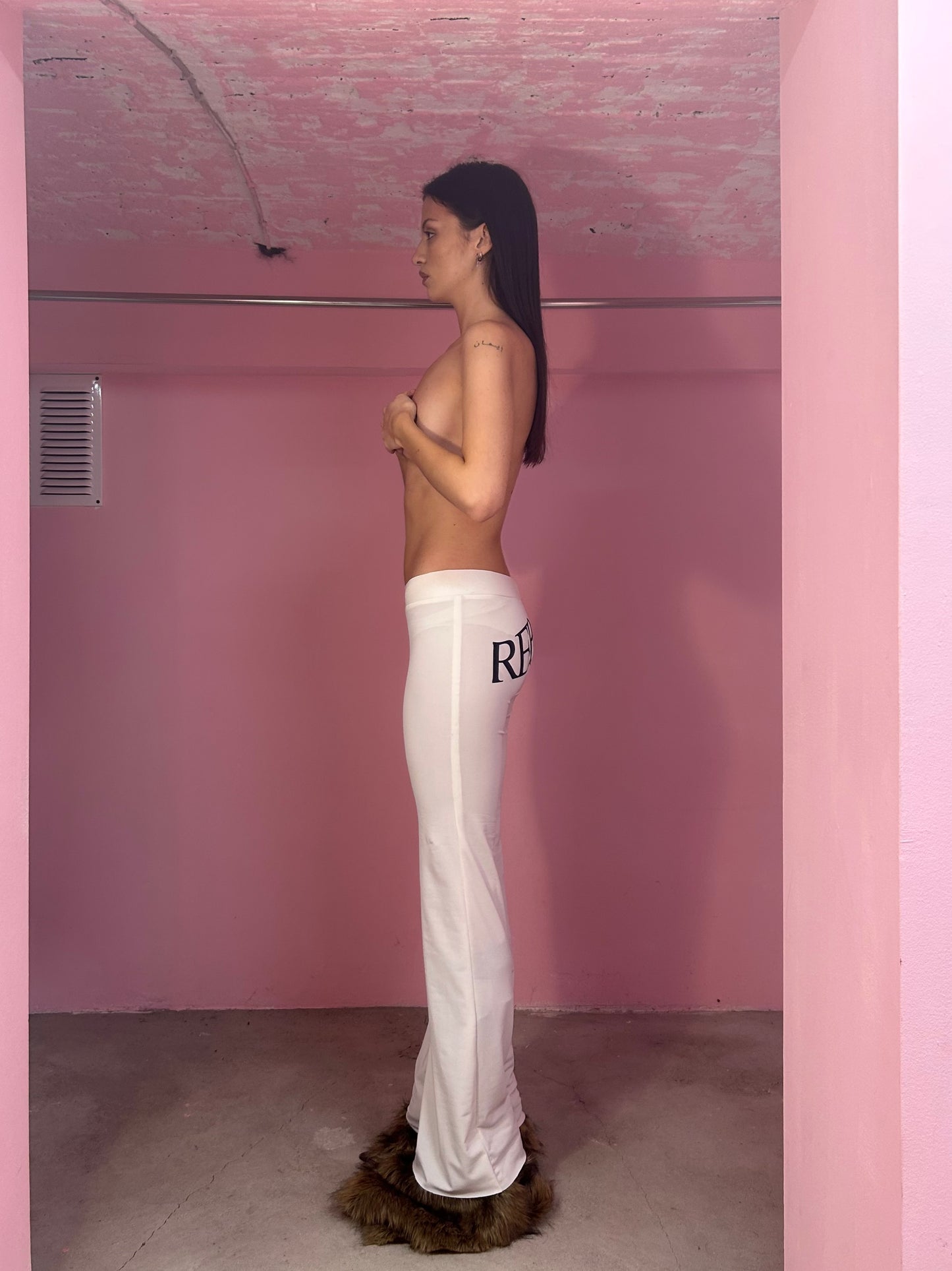 Flared White Lounge Pants Ex-Myszka REBIRTH