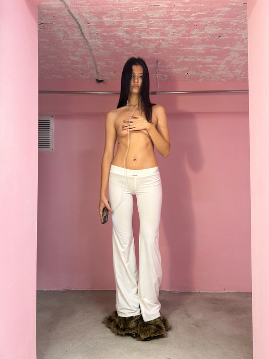 Flared White Lounge Pants Ex-Myszka REBIRTH